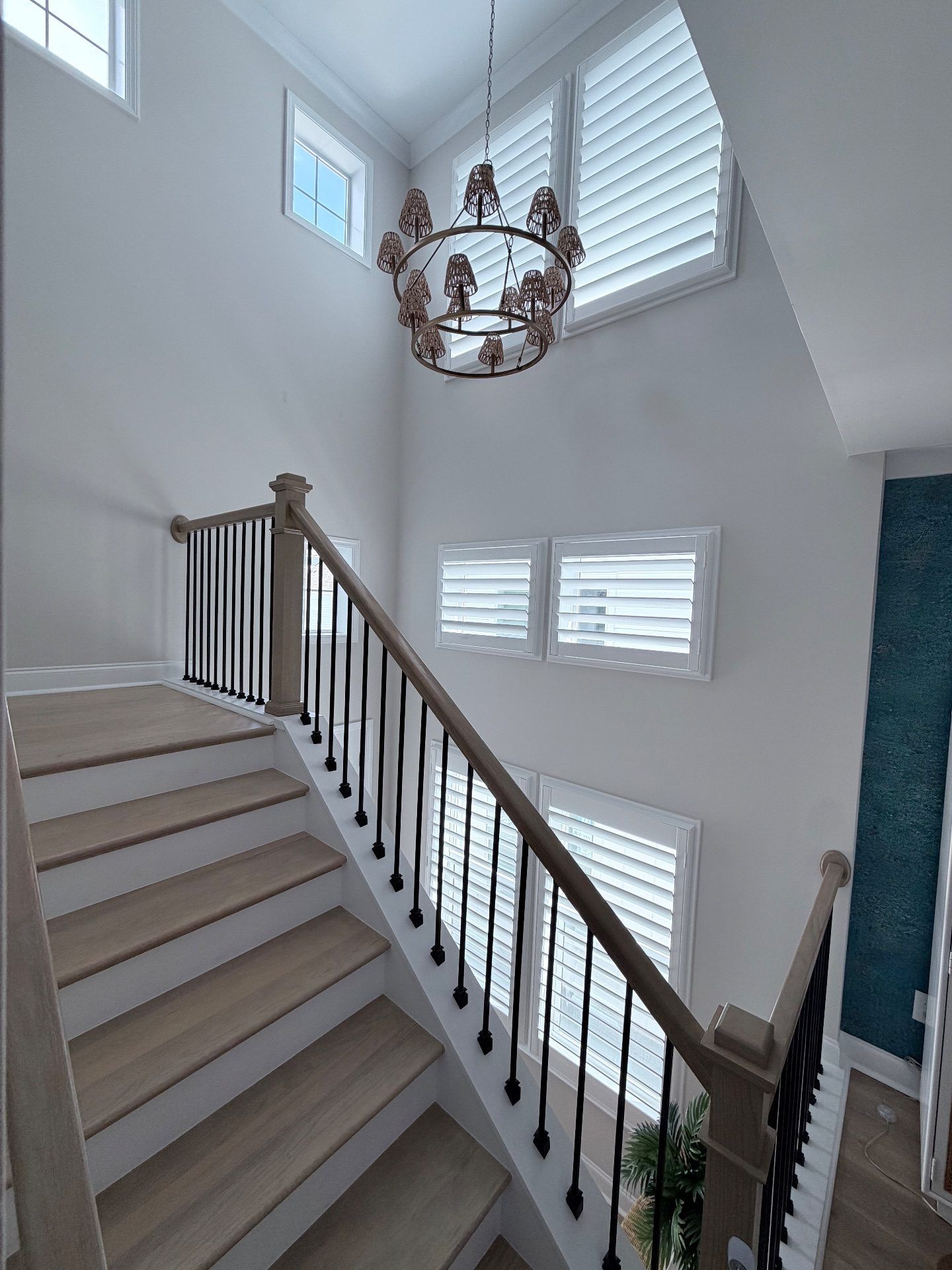 Hidden Tilt Plantation Shutters in a Tall Foyer in North Myrtle Beach