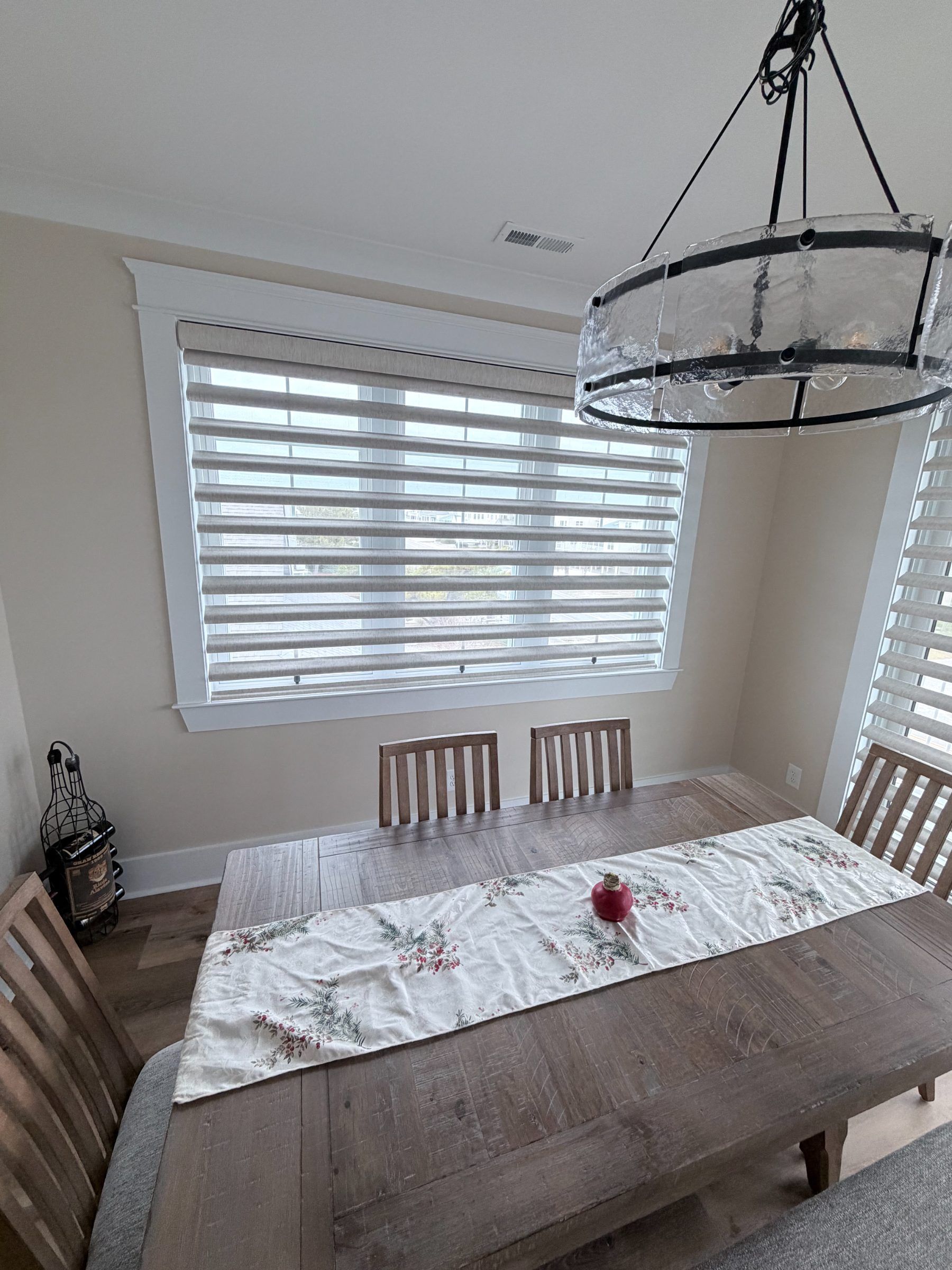Hunter Douglas Pirouette Shadings in a Kitchen
