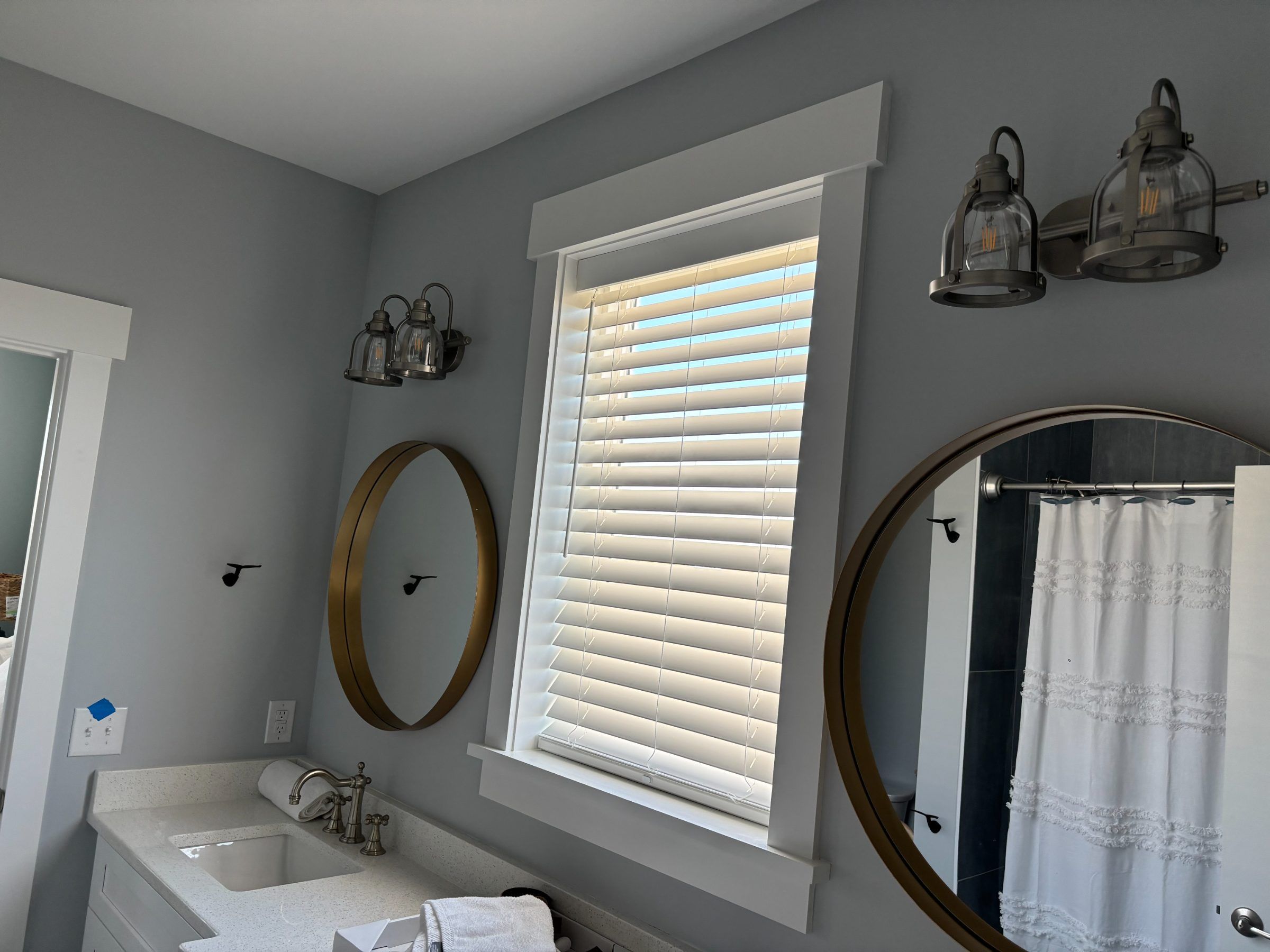 Faux Wood Blinds in a Bathroom