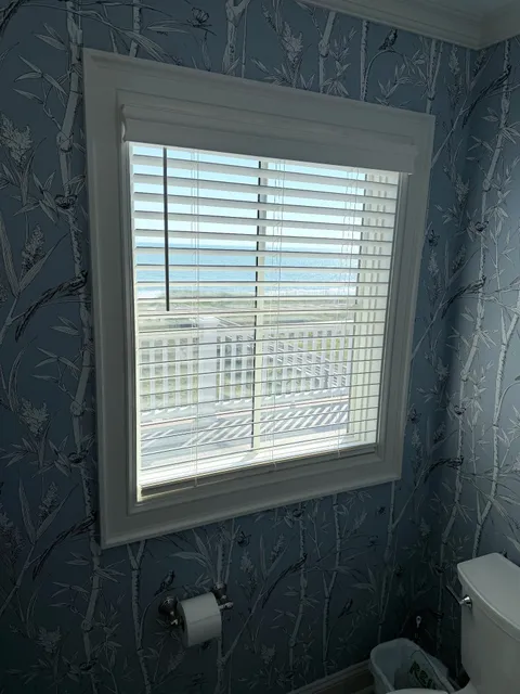 Bathroom faux wood blind