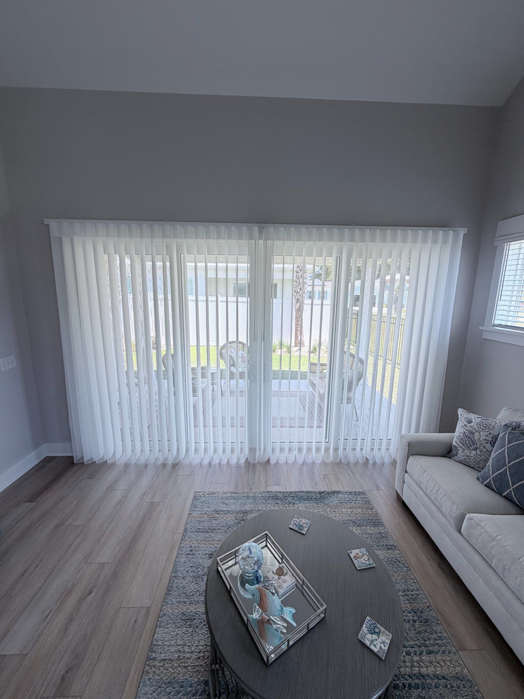 Smart Drape over a Sliding Glass Door with vanes opened