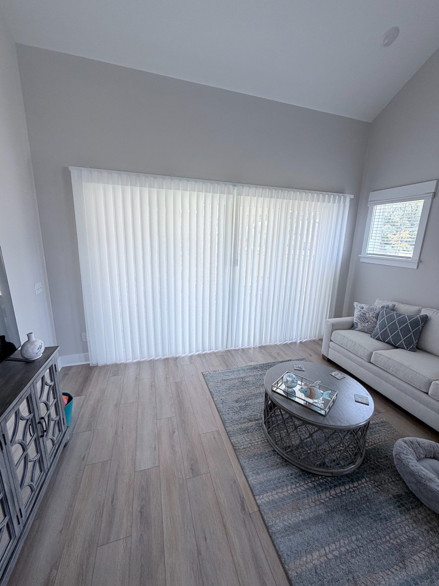 Smart Drape over a Sliding Glass Door with vanes closed