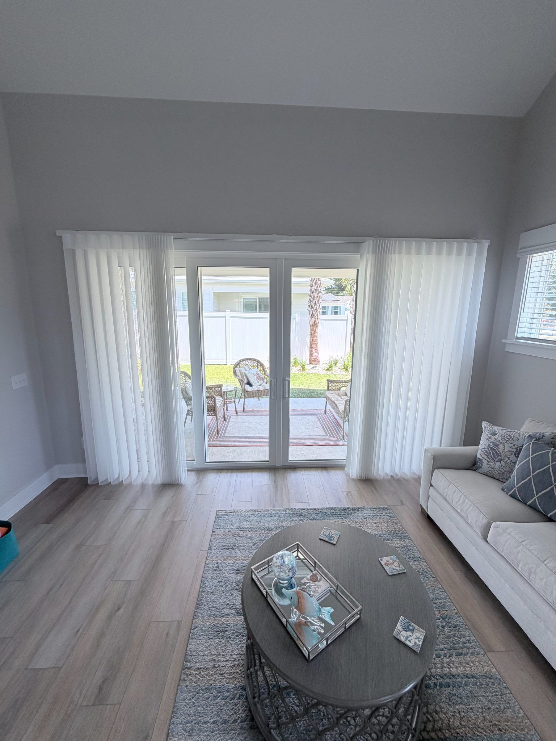 Smart Drape over a Sliding Glass Door partially opened