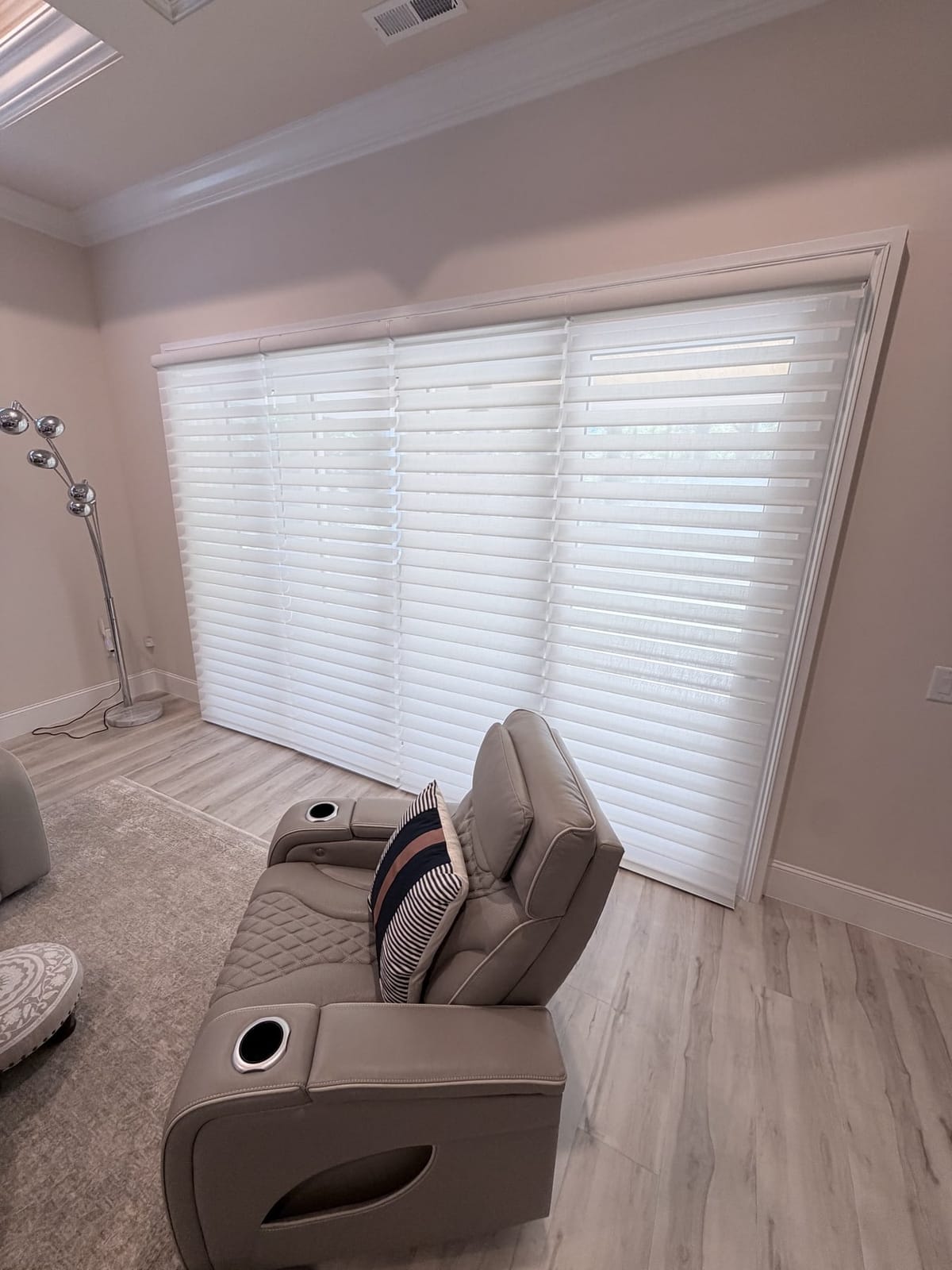 Pirouette shades on a sliding glass door, Tidewater